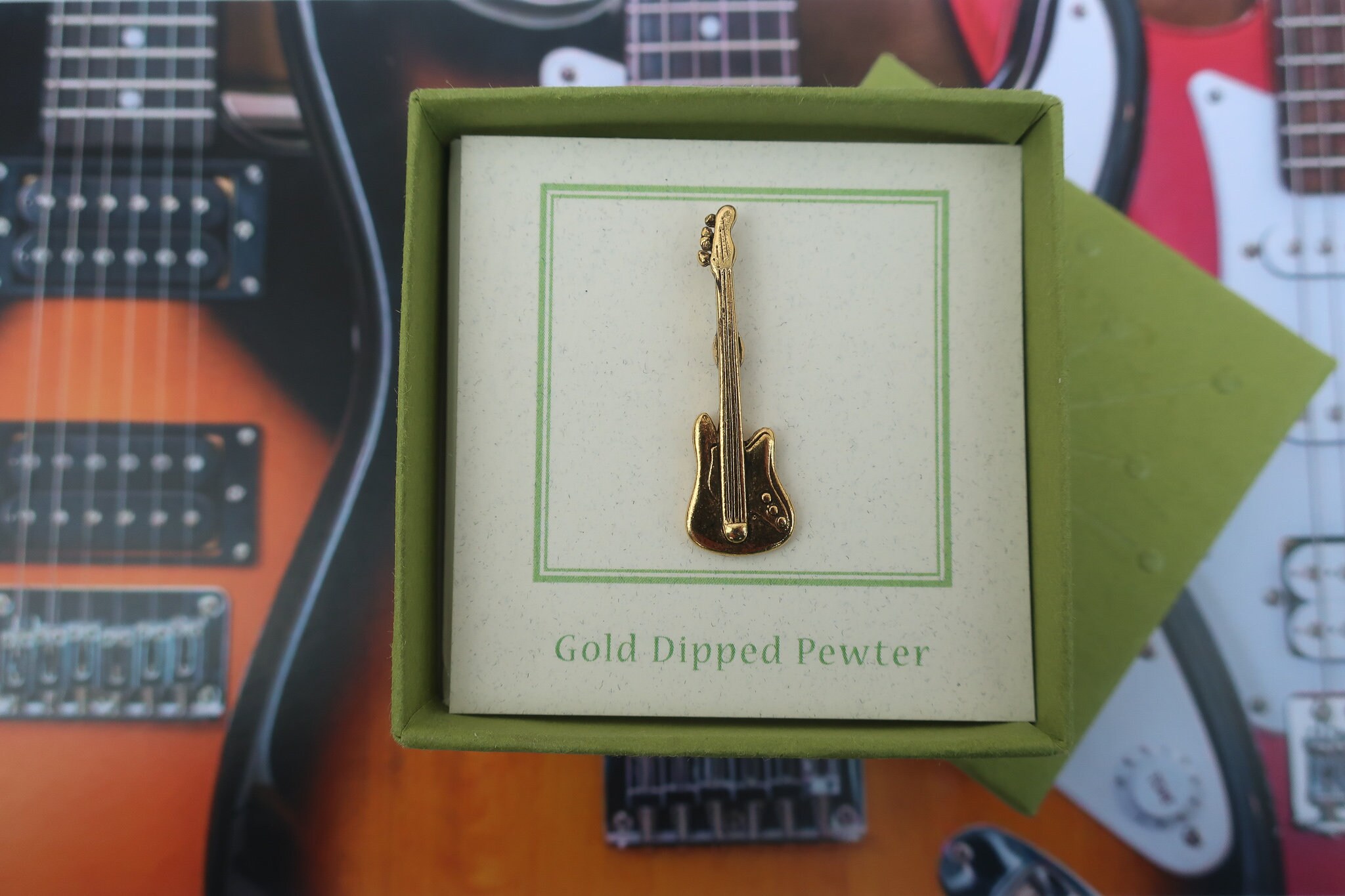 Electric Guitar Gold Dipped Pewter Lapel Pin CC139G Music Etsy