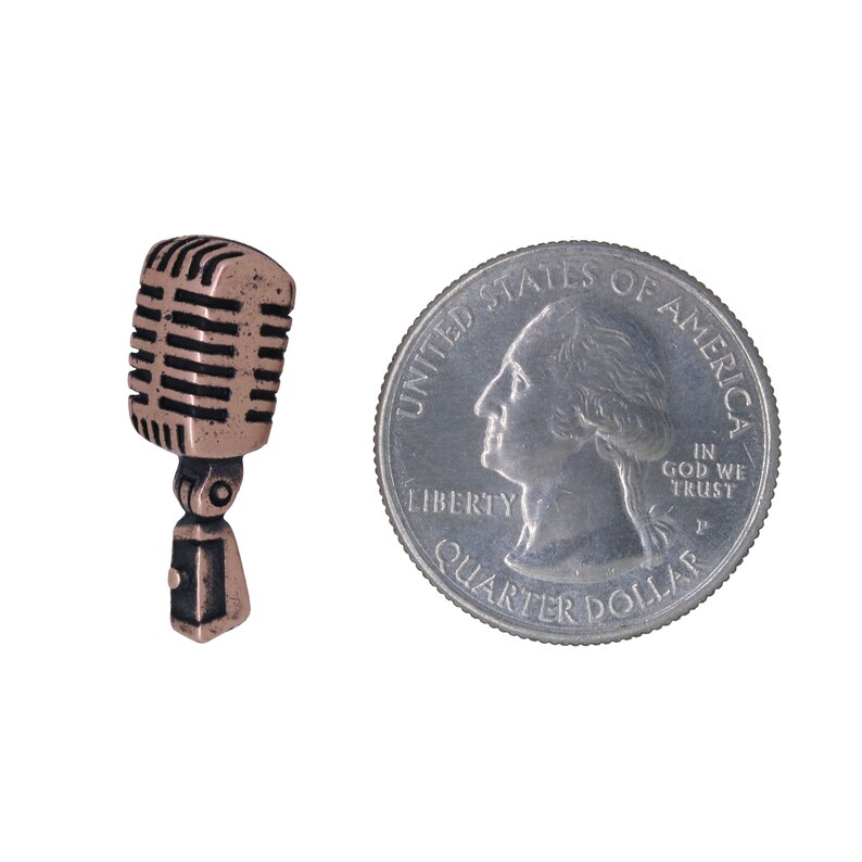 Microphone Copper Lapel Pin-CC529C Mic, Broadcast, and Sound Wave Pins for Radio, and Audio Engineering image 3
