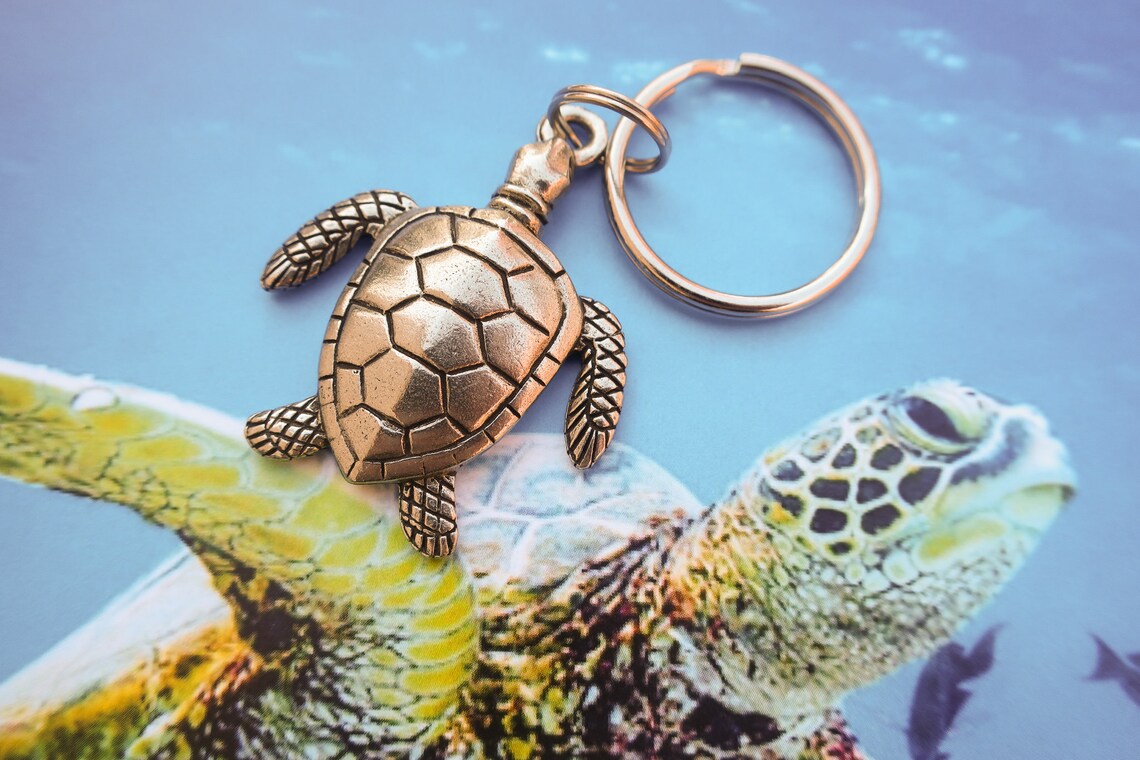 Sea Turtle Keychain Aquarium Marine Ocean Beach and Sea Etsy