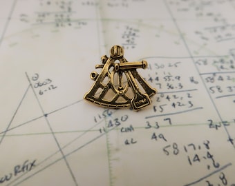 Sextant Gold Dipped Pewter Lapel Pin - CC165G- Navigation, Celestial Navigation, Marine Sextant, Astronomy