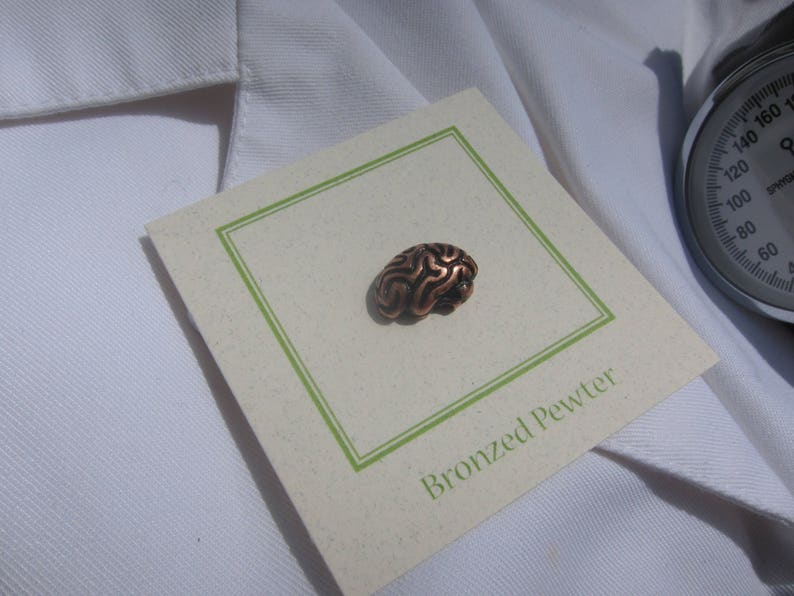 Copper Brain Lapel Pin CC157C Neurology and Medical Pins for Doctors and Nurses Hospital and Anatomy Pins image 7