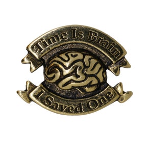 Time is Brain Stroke Awareness Gold Lapel Pin- CUS628G- Stroke, Brain, Neurology, and Medical Lapel Pins