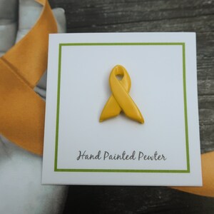 Yellow Ribbon Pin- Raise Awareness for Adoption, Bladder and Liver Cancer, Endometriosis, Hope, Hunger, Military, and Suicide Prevention image 2