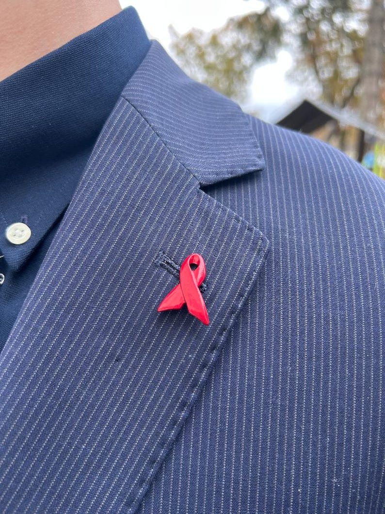 Red Ribbon Pin- Raise Awareness for AIDS/HIV, Alcohol Abuse, Heart ...
