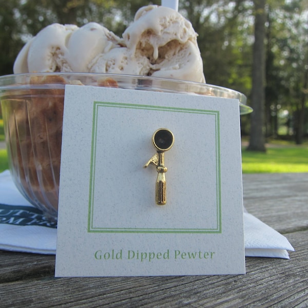 Gold Ice Cream Scoop Lapel Pin-CC197G- Ice Cream, Summer, Dairy, Dairy Farm, Frozen Treats