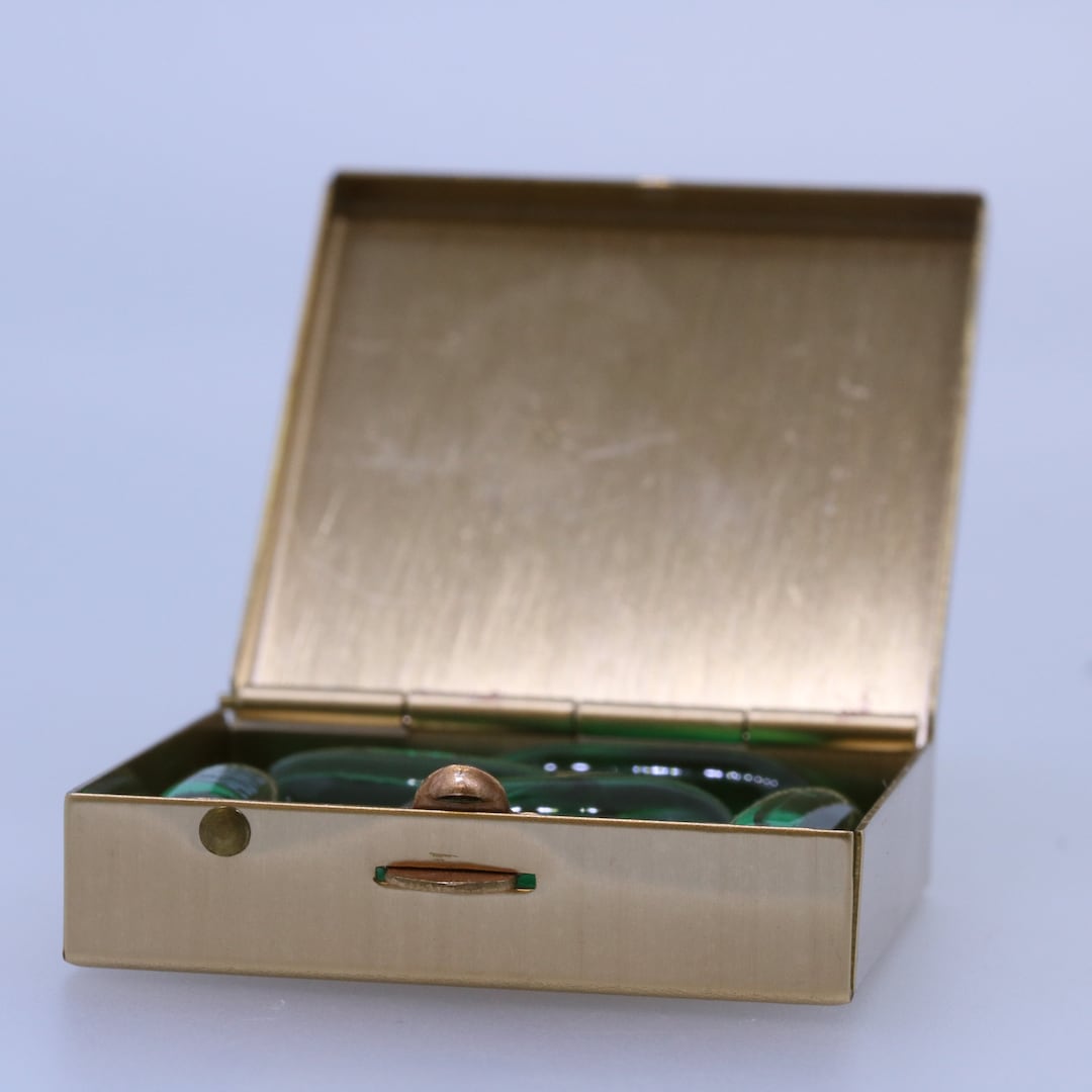 Brass Pill Box Made in the USA Square Size Vintage Brass Pill Box Etsy