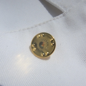 May include: A gold-colored metal pin with the text "MADE IN THE USA" on the back.
