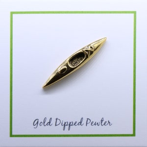 Kayak Gold Dipped Pewter Lapel Pin CC526G Paddle and Kayaking Gifts Summer Kayaker Pins Water Sports image 4