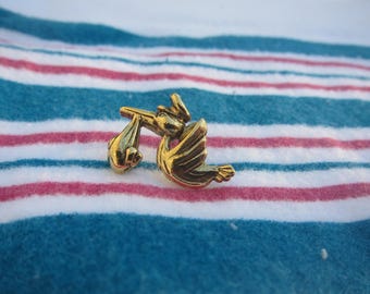 Gold Stork Lapel Pin- CC552G- Baby, Baby Shower and Labor and Delivery Lapel Pins