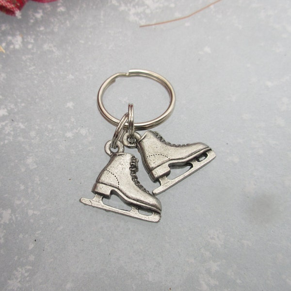 Figure Skate Keychain- K101- Pewter Ice Skating Gifts