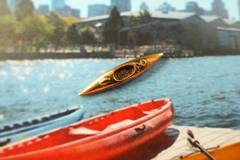 Kayak Gold Dipped Pewter Lapel Pin CC526G Paddle and Kayaking Gifts Summer Kayaker Pins Water Sports image 1