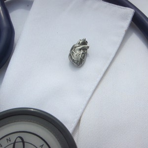 Human Heart Lapel Pin - CC389-Handcast Pewter Anatomical Pin for Doctors, Nurses, and Medical Professionals