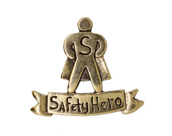 Safety Hero Gold Lapel Pin- CC713G- Recognize Individuals Dedication to Safety with Our Recognition Lapel Pins