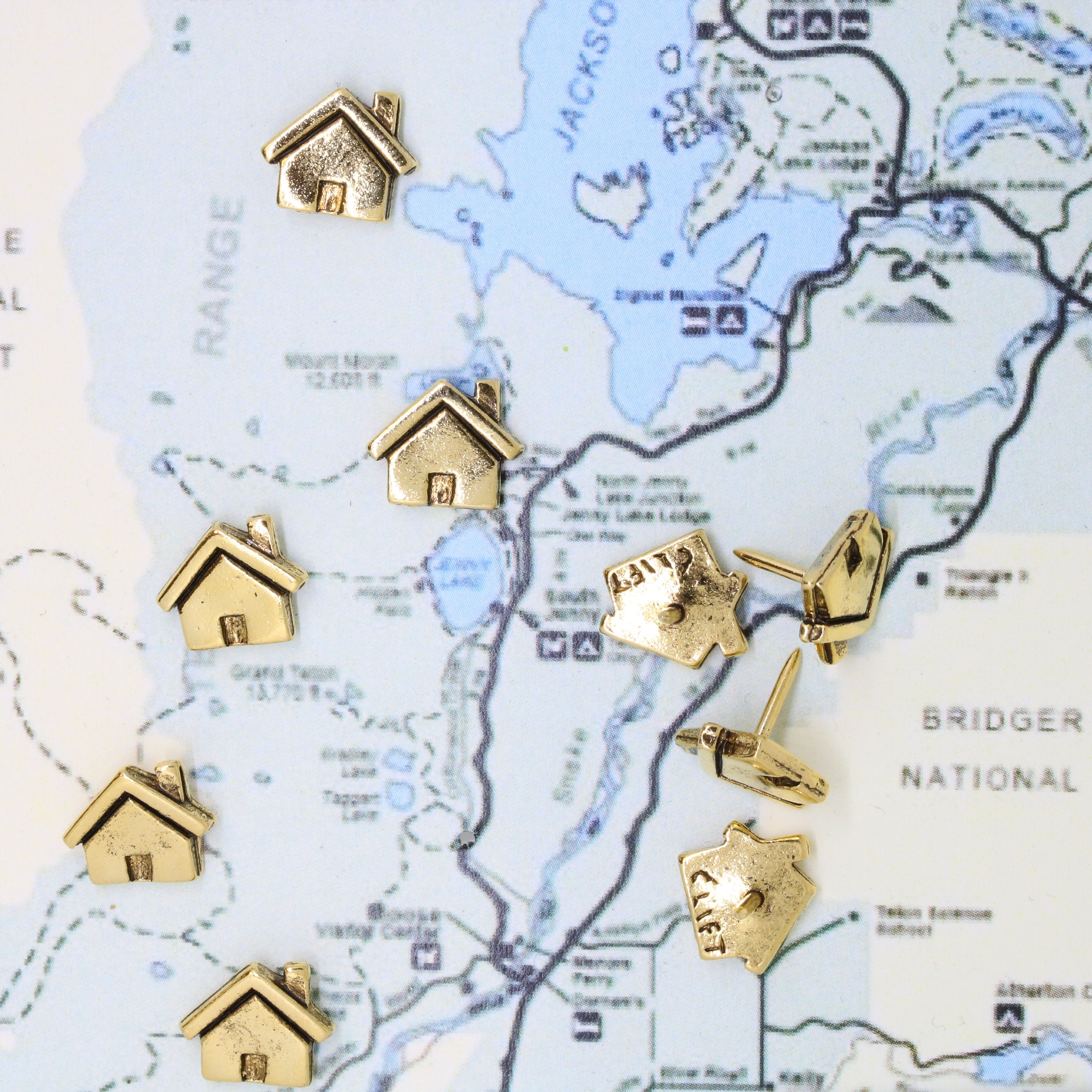House Pin Map House Map Pins- Set of 10- Gold, Copper, or Silver Finish- MP114- Mark ...