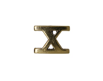 X Pin de solapa de peltre de oro- CC609-X-Números romanos, 10, 10º, Antigua Roma, Números, Pines numéricos