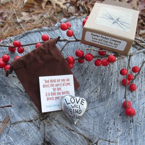 Love Will Find the Way Pocket Compass Heart Shaped Compass for Your Valentine or Sweetheart image 3