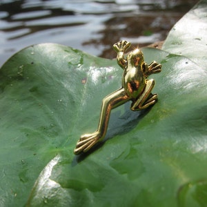 Gold Frog Lapel Pin-CC169G- Frog Gifts, Amphibeans, Rainforest, Toad, Tadpole, and Metamorphose Pins