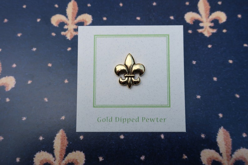 Gold Fleur de Lis Lapel Pin CC257G Fleur de Lis, Saints, Lily Flower, and New Orleans Pins image 4