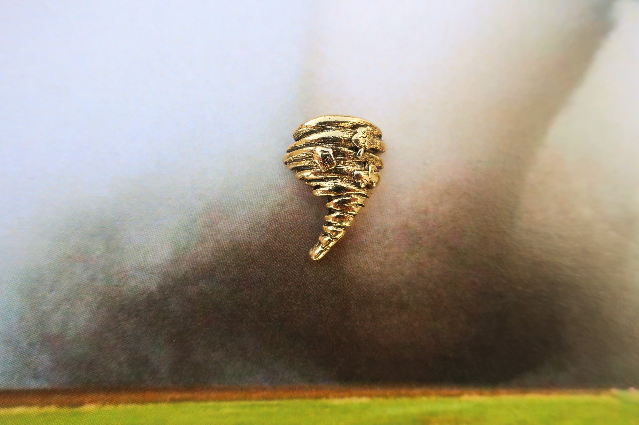 Tornado Gold Dipped Pewter Lapel Pin- CC586G- Tornado, Storm, Storm Chasers, Weather, Extreme Weather, Meteorologist, Vortex and Funnel Pins