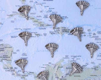 Parachute Map Pins- Skydiving Thumbtacks to Track Your Jump Sites, Set of 10 in Silver or Gold