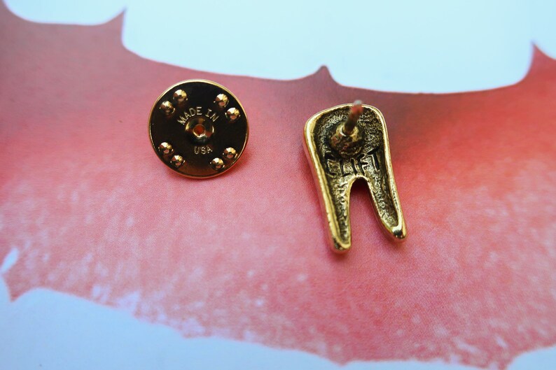 Tooth Gold Dipped Pewter Lapel Pin CC385G Teeth Pins for Etsy