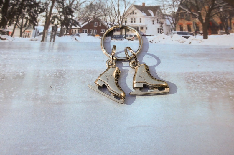 Figure Skate Keychain Pewter Ice Skating Gifts Etsy