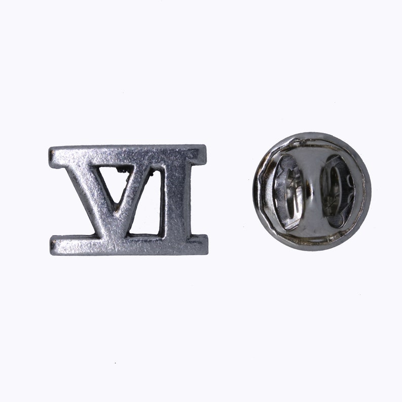 Roman Numeral 6 Lapel Pin CC609-VI Roman Numerals and Number Pins image 2