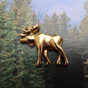 Moose Gold Dipped Pewter Lapel Pin - CC131G- Moose, Elk, Nature, Wildlife, and Woodland Animal Pins