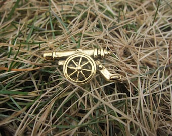 Gold Cannon Lapel Pin- CC340G- Artillery and War Weapons, Civil War, History and Monument Lapel Pins