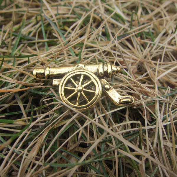 Gold Cannon Lapel Pin- CC340G- Artillery and War Weapons, Civil War, History and Monument Lapel Pins