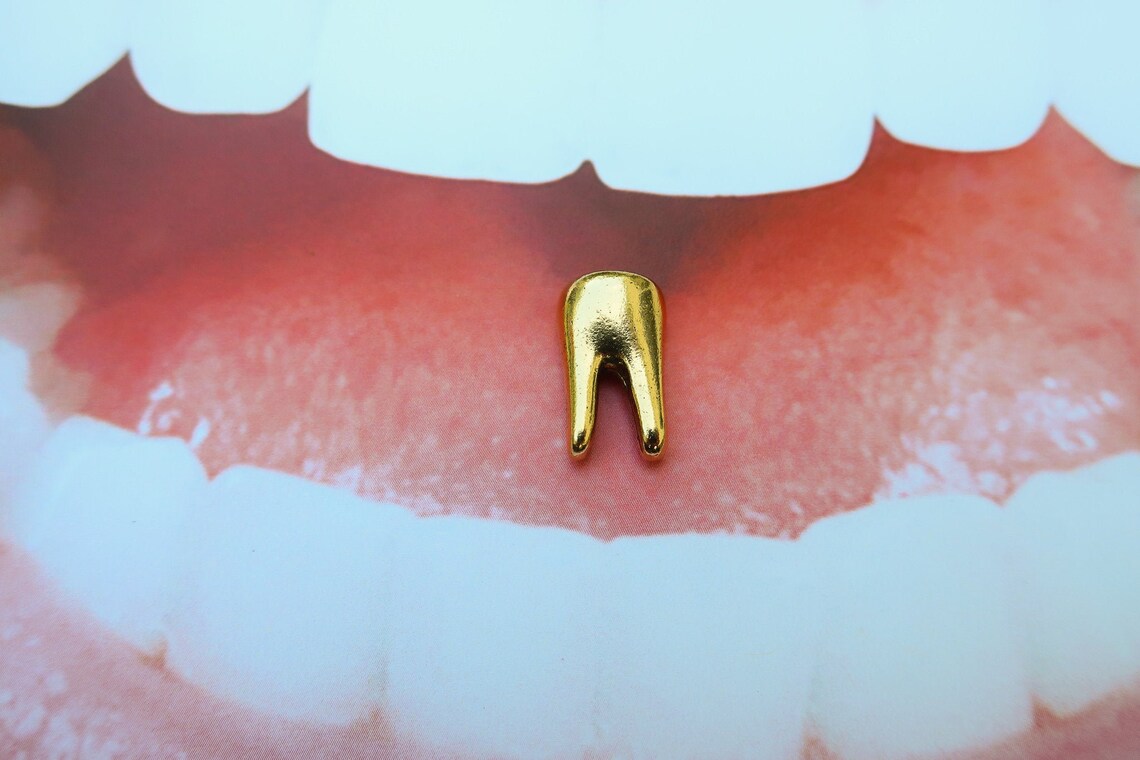 Tooth Gold Dipped Pewter Lapel Pin CC385G Teeth Pins for Etsy