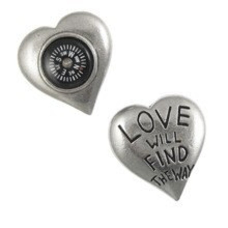 Love Will Find the Way Pocket Compass Heart Shaped Compass for Your Valentine or Sweetheart image 4