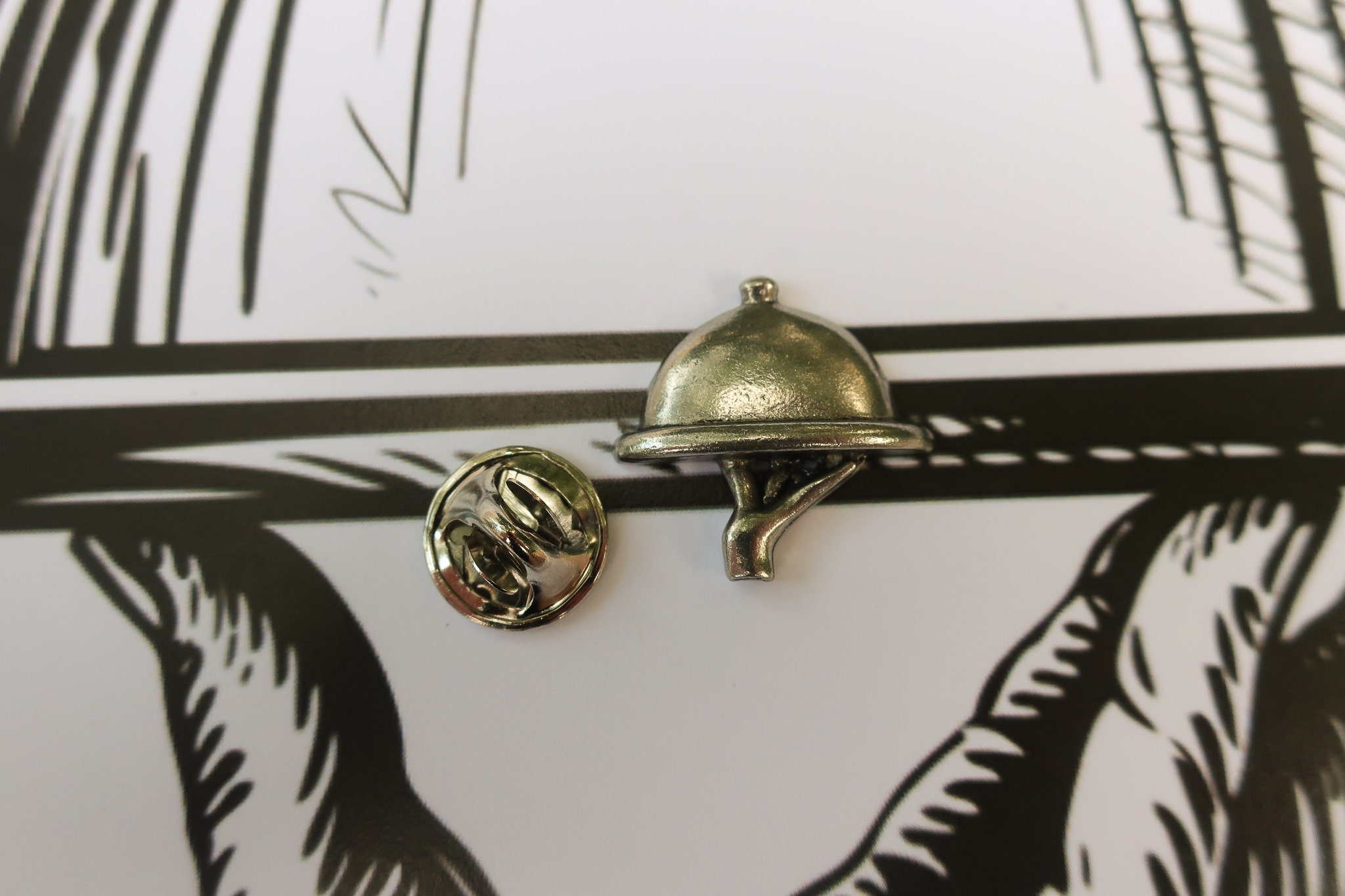 Waiter's Tray Pewter Lapel Pin- CC476- Restaurant, Catering, Server ...