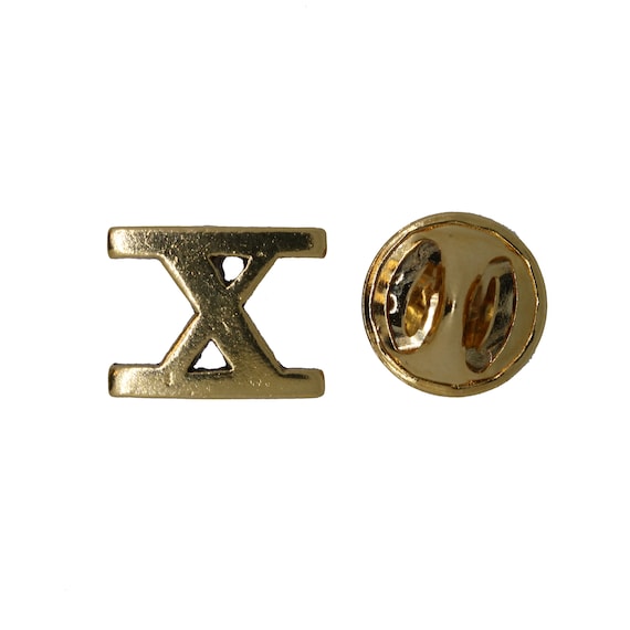JimClift x Gold Pewter Lapel Pin- CC609-X-Roman Numerals, 10, 10th, Ancient Rome, Numbers, Numeral Pins