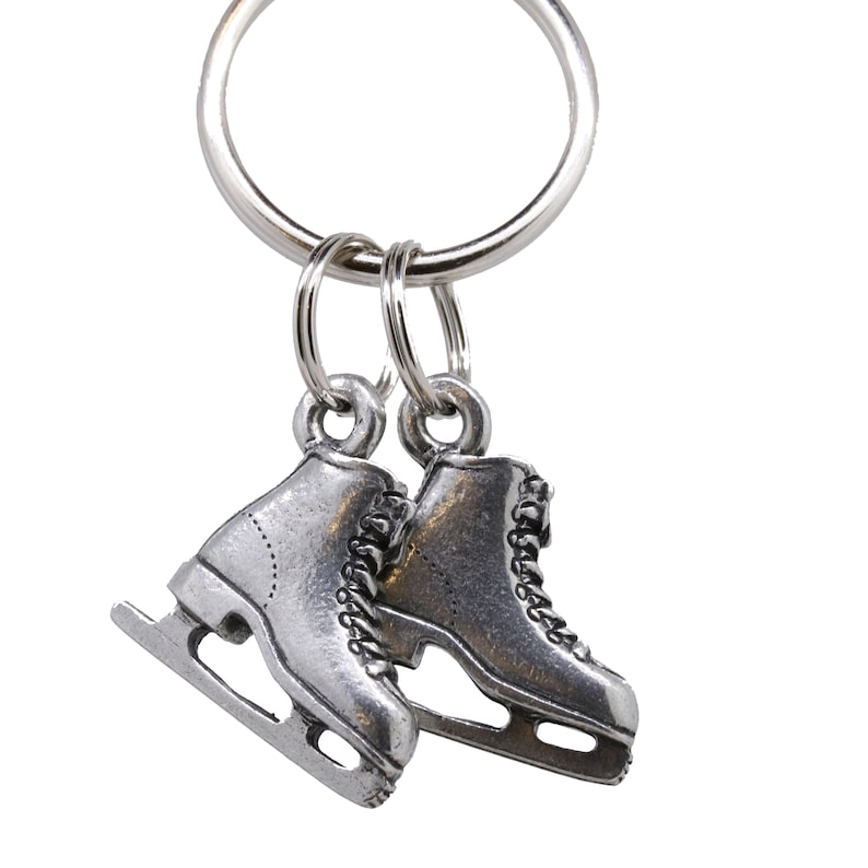 Figure Skate Keychain Pewter Ice Skating Gifts Etsy