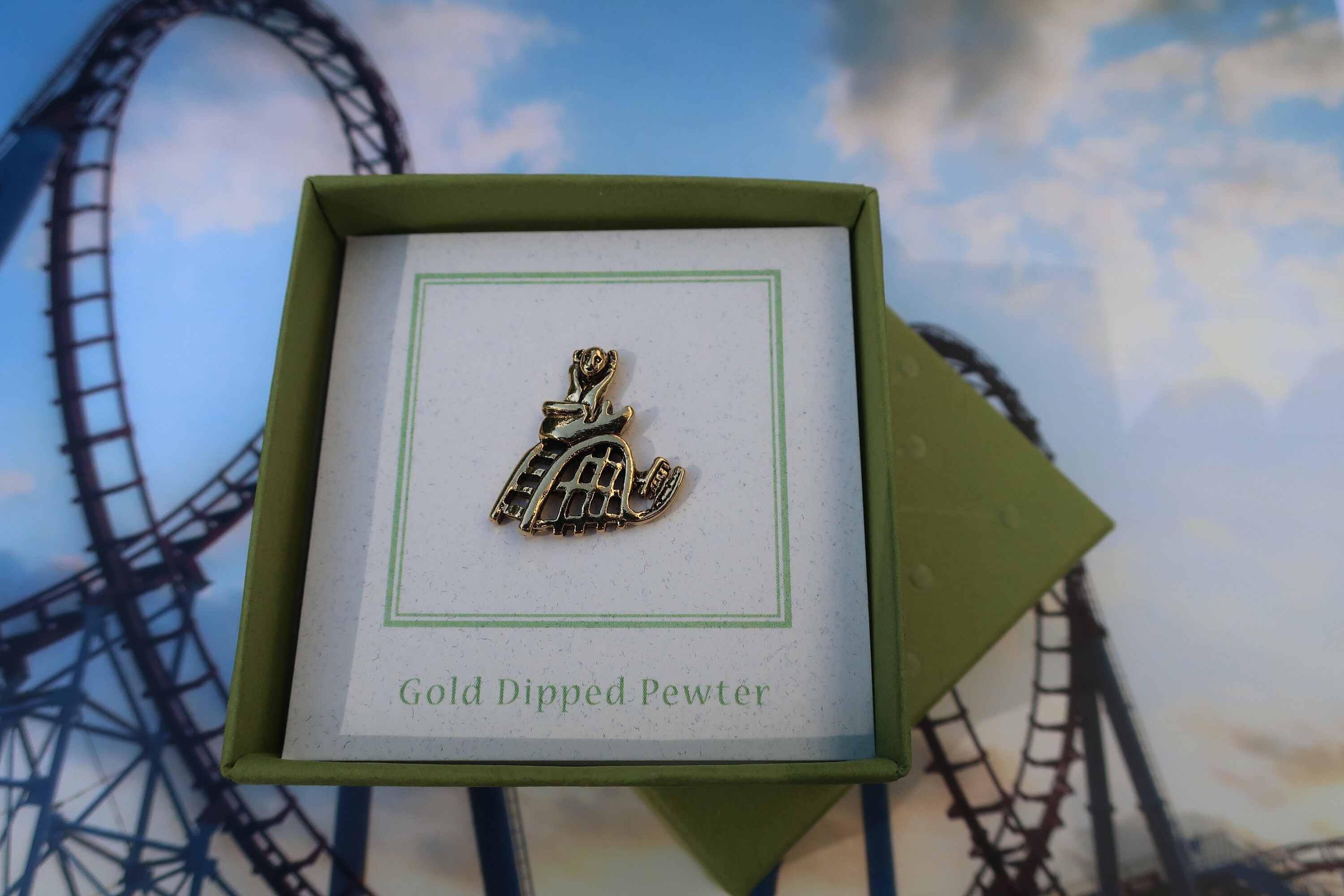 Gold Rollercoaster Lapel Pincc501g Roller Coaster Etsy