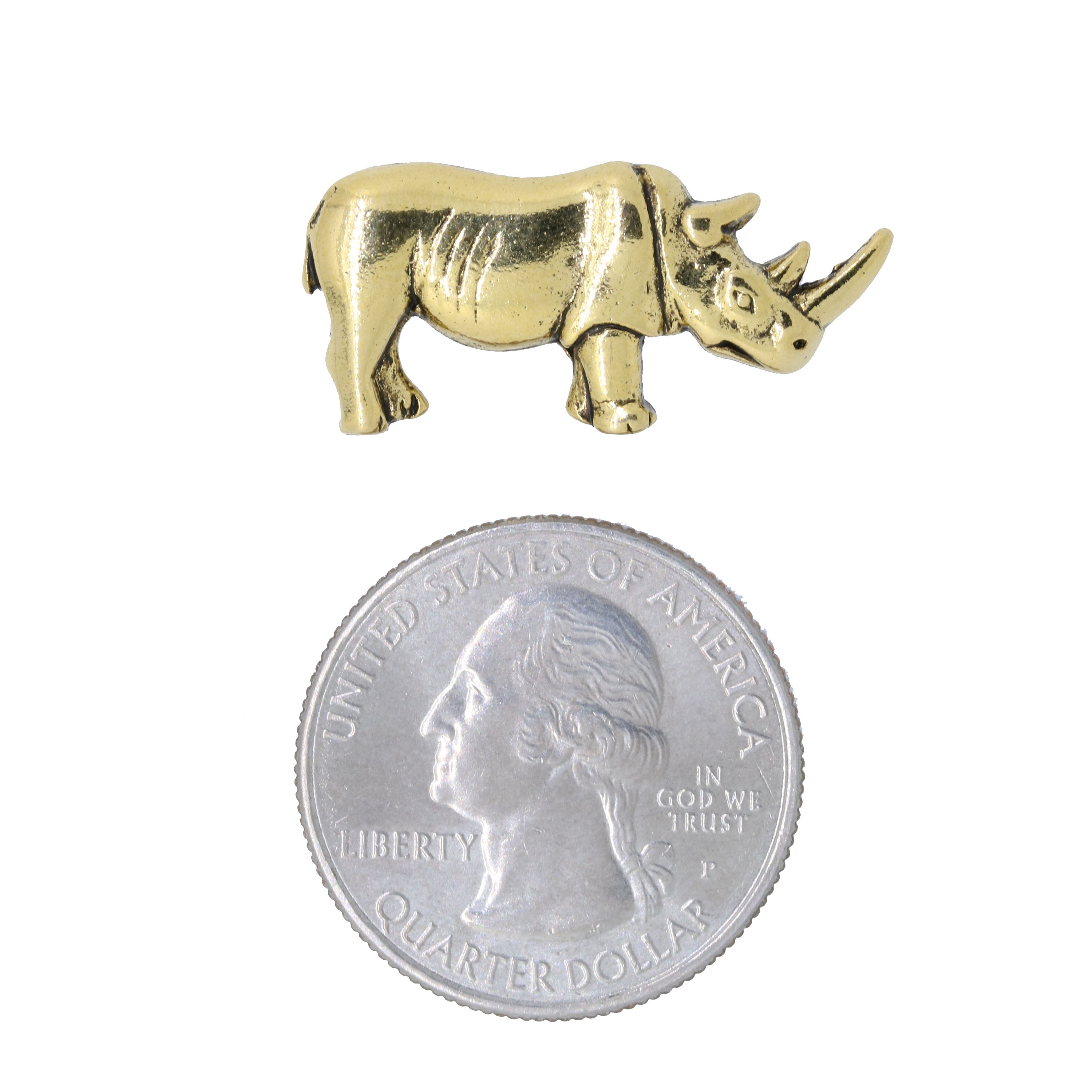 Rhinoceros Gold Dipped Pewter Lapel Pin - CC251G- Black Rhino