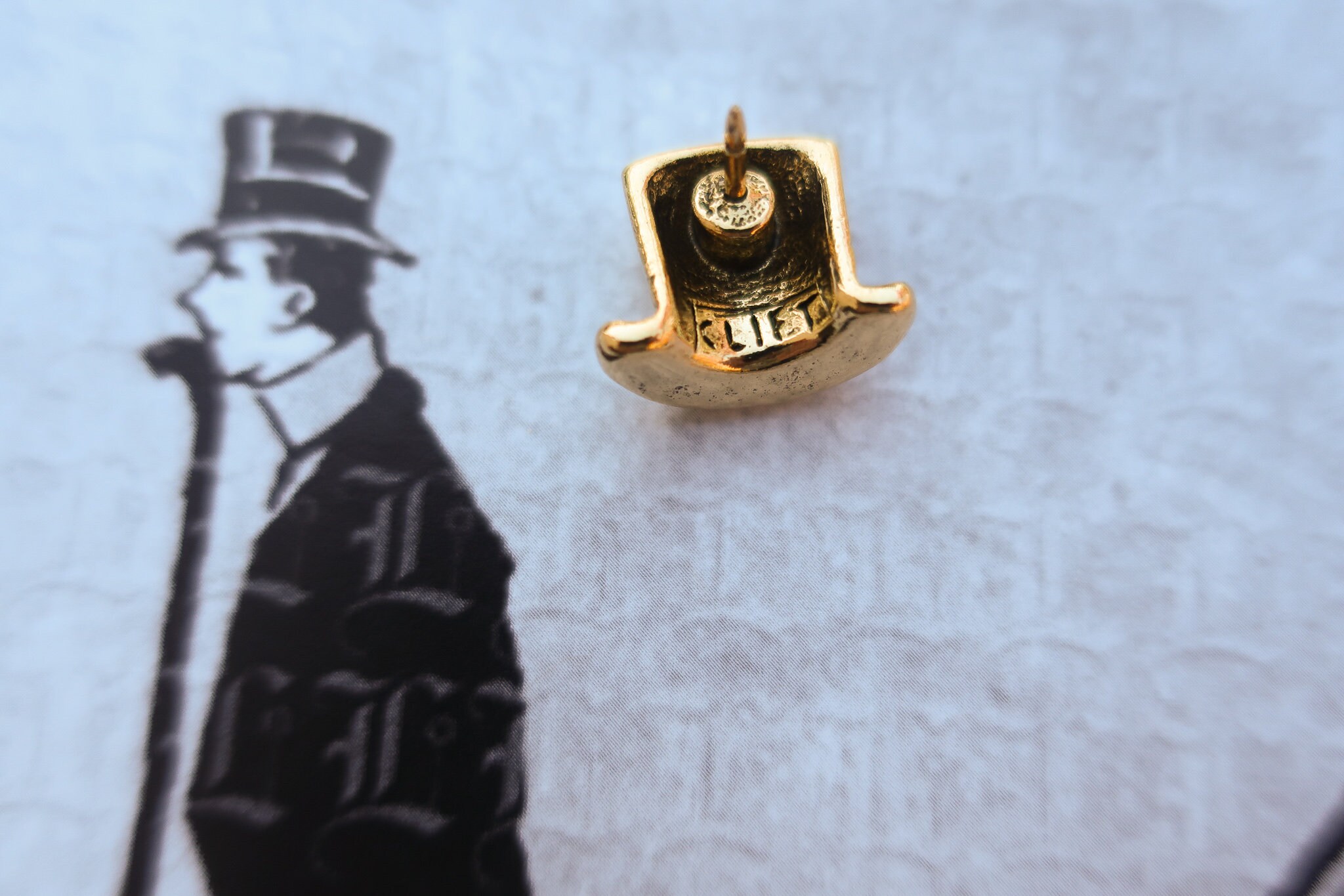 JimClift Top Hat Gold Dipped Pewter Lapel Pin- CC475G- Hats, Formal Wear, Gentleman, Gala, and Top Hat Pins