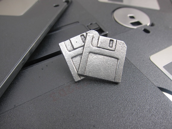 Floppy Disks Lapel Pin - CC273- Floppy, Diskette, Storage, Computer, Technology, Geek Pins