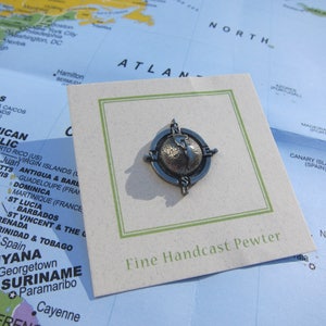 World Compass Lapel Pin - CC454- World, Globe, Earth, Explore, Americas, North America, South America