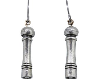 Pepper Mill Pewter Dangle Earrings- LT107- Kitchen, Culinary, and Chef Earrings and Accessories