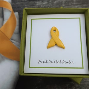 Yellow Ribbon Pin- Raise Awareness for Adoption, Bladder and Liver Cancer, Endometriosis, Hope, Hunger, Military, and Suicide Prevention image 3