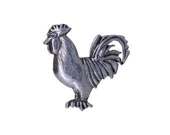 Rooster Pewter Lapel Pin, Suit Accessories for Men