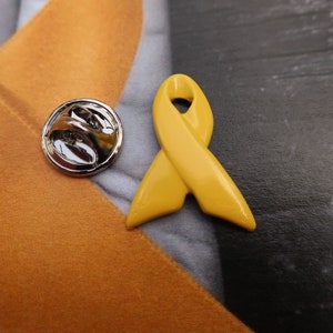 Yellow Ribbon Pin- Raise Awareness for Adoption, Bladder and Liver Cancer, Endometriosis, Hope, Hunger, Military, and Suicide Prevention image 8
