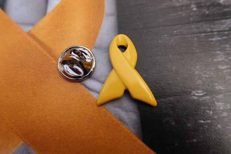 Yellow Ribbon Pin- Raise Awareness for Adoption, Bladder and Liver Cancer, Endometriosis, Hope, Hunger, Military, and Suicide Prevention image 8