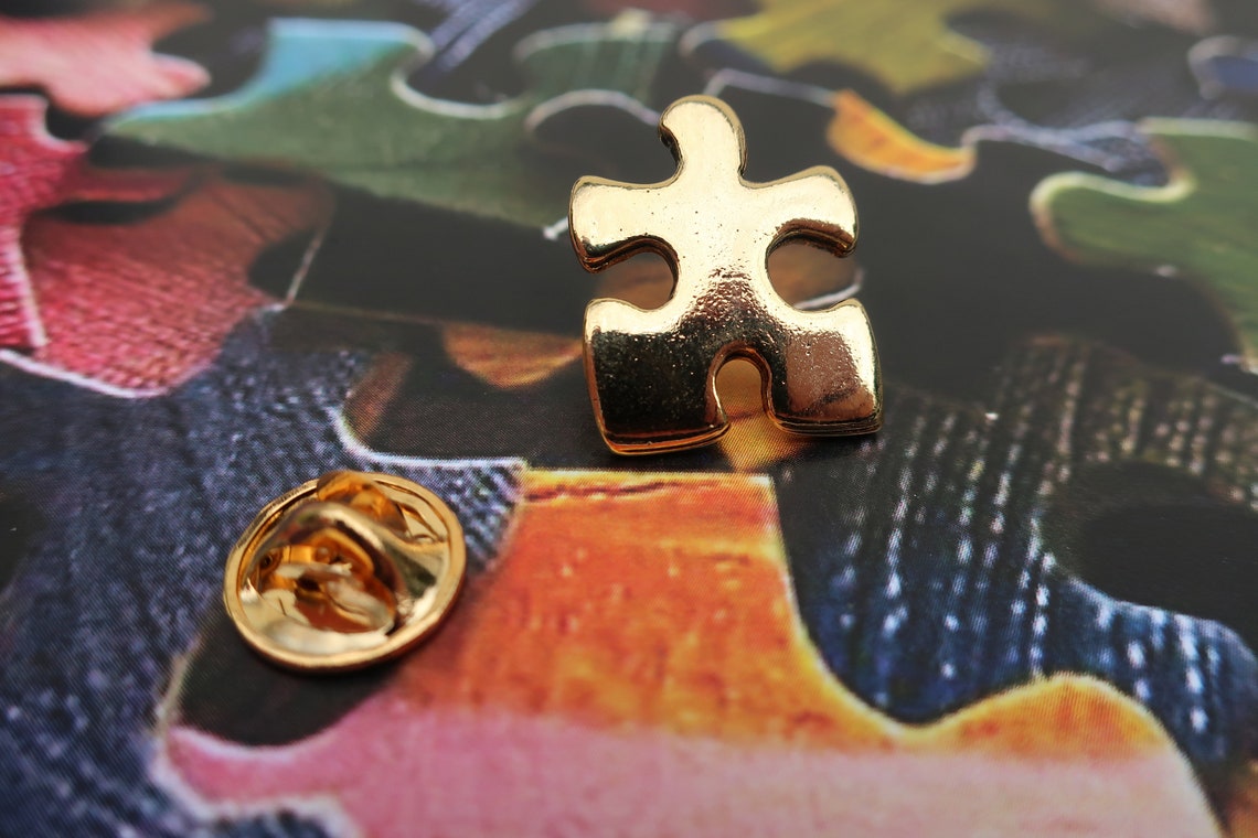 Gold Puzzle Piece Pin CC372G Puzzle Piece Jigsaw Puzzle Etsy