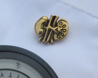 Gold Kidney Lapel Pin- CC391G-  Medical pins for Nephrology Nurses, Dialysis Technicians, and Neurologists