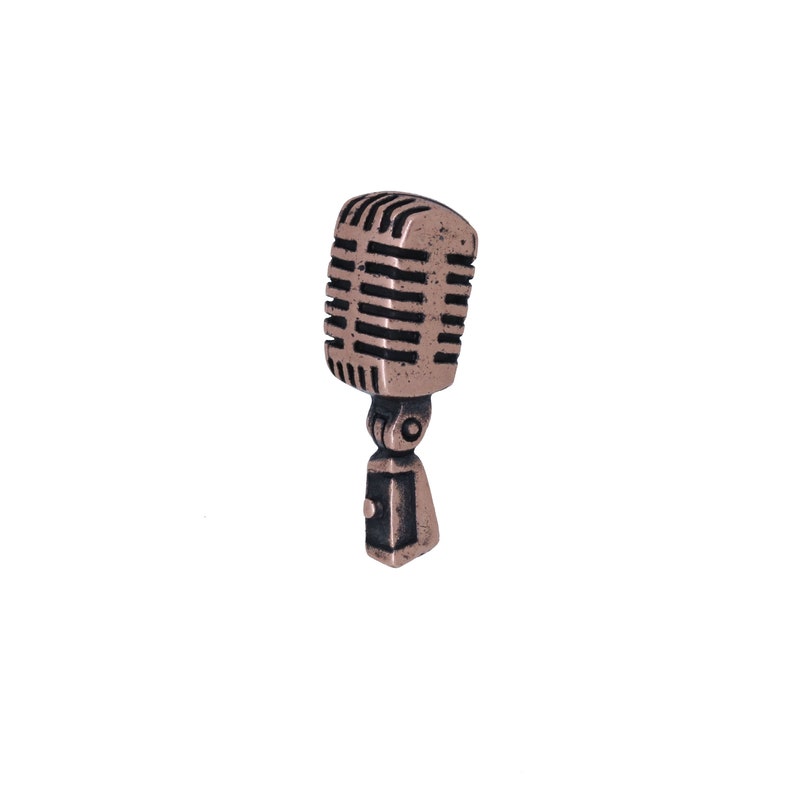 Microphone Copper Lapel Pin-CC529C Mic, Broadcast, and Sound Wave Pins for Radio, and Audio Engineering image 2