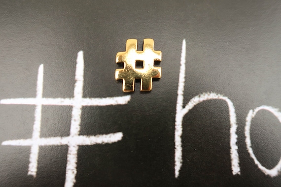 Hashtag Gold Lapel Pin- CC648G- #, Metadata tag for social media, facebook, instagram, trending and blogging pins