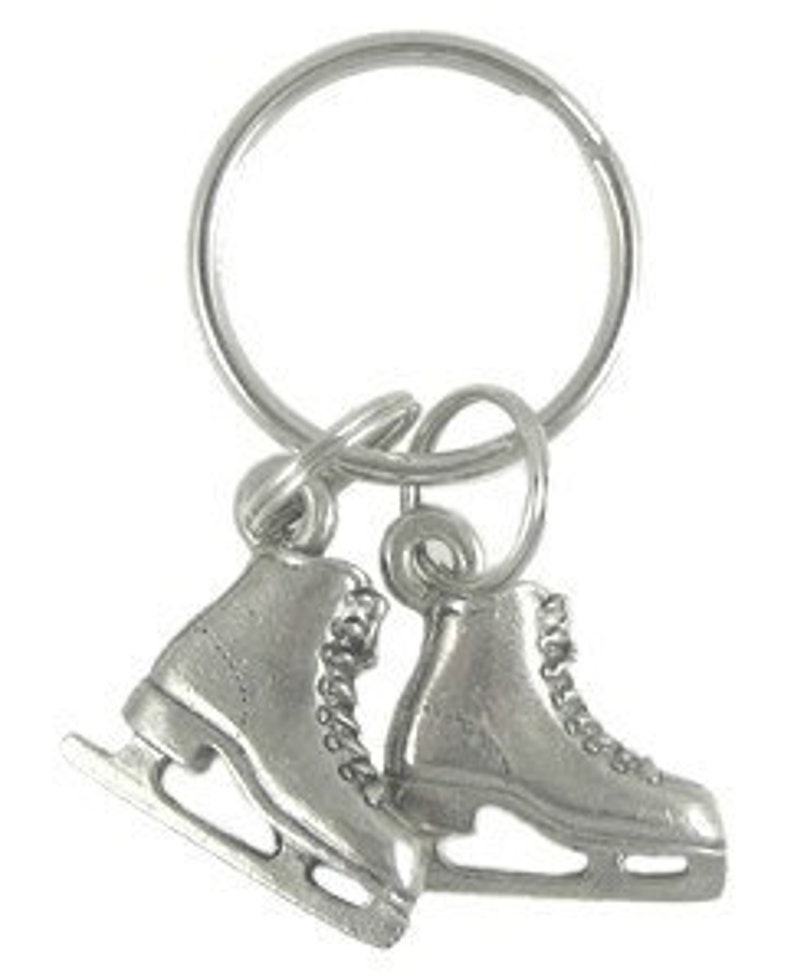Figure Skate Keychain Pewter Ice Skating Gifts Etsy
